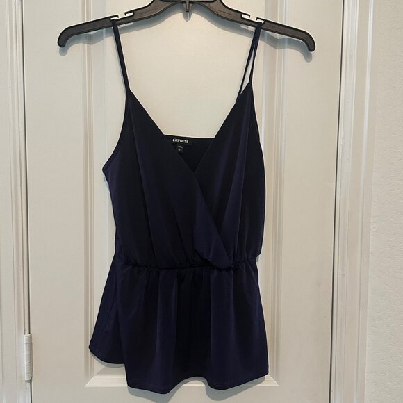 Express Womens Purple Wrap-Front Peplum Cami Top S Polyester & Spandex Blend - Picture 1 of 6